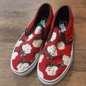 Rad Red Rose slip on vans